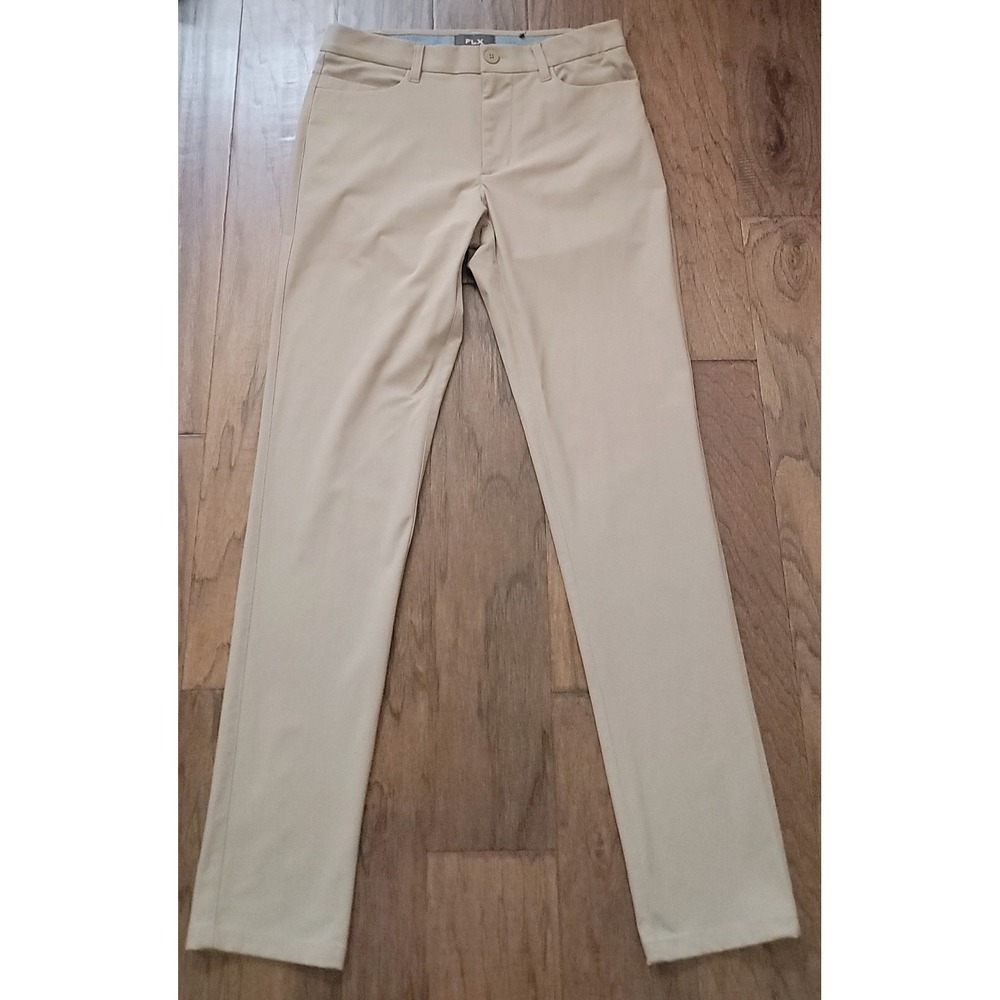 FLX Men's Brown Premium Performance‎ Golf Slim Tapered Leg Pants Sz 30x32